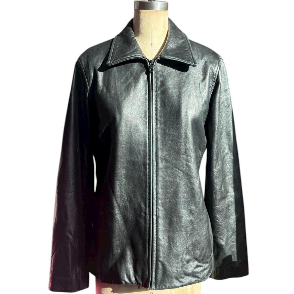 Vintage Y2K soft black leather jacket Size M